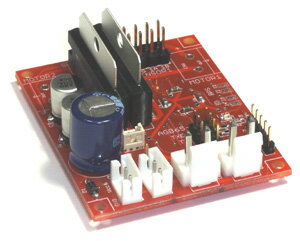 ■シリアル通信によりDCモータを駆動するボードAGB65−DCM （DC Motor controller） は1つのシリアルラインで制御できるモータコントローラです。制御できるモータ電圧最大25V、最大供給電流は2A（各チャンネルごと）。マブチモータなどの、一般的にホビーで使われている小型モータのほとんどに対応できます。■2モータまでの回転方向と出力調整出力チャンネルは2つあり、それぞれの回転方向と出力を制御できます。個別駆動、2つ同時駆動が可能。出力はPWMにより0〜100％の1％単位での指定が可能。■マイコンやPC、Linuxボードと簡単接続シリアル通信は5Vレベルなので5V系のマイコンと直結して使うことができます。又、オプションの使用により、RS232C、USB、Bluetoothでの通信も可能です。よって、シリアル通信の機能が使えるものなら、PC、マイコンを問わず簡単にモータを操作することができます。■1ライン最大8個までのモータを制御可能本製品はジャンパ設定のID切替により4台までを同一シリアルラインに接続することができます。つまり、1つのシリアルポートで4×2＝8個のモータ制御が可能です。■ロータリエンコーダ入力インクリメンタル式のロータリエンコーダを接続することができ、パルス数指定による位置制御が可能です。※チューニング作業が必要です。モータ制御に関する知識が必要です。 ■他のAGR65シリーズに接続可能他のAGB65シリーズのセンサやコントローラと同じシリアルラインを共有できます。■最大460Kbpsの高速通信が可能！通信速度は最大460.8Kbpsに対応し、高速にデータを送信することが出来ます。（初期設定は115.2Kbps）注）PCは115kbpsの速度を出せるものがほとんどですが、マイコンの場合はクロックによっては正確な115Kが出ないものがありますので注意してください。クロックの選択は各マイコンのデータシートを参照願います（H8TinyやPICなどの低速マイコンの場合は115200の倍数のクロックを使う必要があります。） 。浅草ギ研製Bluetooth無線と接続し、460.8Kbpsで通信することが可能です。 ■電源搭載で外部に電源回路不要！バッテリ駆動が可能！ボード上に電源回路を内蔵し、外部に電源回路が不要で、バッテリなどで駆動することができます。 ■40x50mmの超小型設計！ロボットなどに基板を搭載する場合はその大きさがネックになりますが、本製品は極力小さい部品で構成されており、実装面積が小さくて済みます。また、基板の4角には取り付け穴があります。（穴系2．2mm、M2ネジ用） ＜使用上の注意（必ずお読み下さい）＞・このボードは電子機器です。取扱い、輸送時には静電気対策を行ってください。ICの足や、各ピンを直接手で触ったりすると静電破壊される場合があります。・バッテリ使用時には電源ラインをショートさせると、バッテリが破裂・発火する可能性があります。作業中にはショートさせないよう十分注意して下さい。また、取り付け後も、あいている電源ラインに導電物質が触らないように注意して下さい。 ・このボードは他の浅草ギ研製品とは違い、大電流が流れる可能性があります。取扱を間違えるとモータやコイルなどのアクチュエータ、コントローラ自体、バッテリなどの電源が燃えたり破裂したりする可能性が非常に高いので、仕様するモータ、アクチュエータの仕様をよく読み、また下記事例などを十分参照した上でお使い下さい。＜仕様＞基板用電源 　+7.0〜+35V　(*1)　コネクタ：日圧B2B-EH　　(9V電池ケーブル付属)基板消費電流　80mAモータ用電源　2.5〜20V モータ用電流　各チャンネル2Aまで出力可能 チャンネル数　順方向／逆方向電流制御ポート　×　2チャンネルPWM分解能　1〜100%までの1%単位の出力設定PWM周期　任意の周期に可変。通信設定　8ビット、ノンパリ、ストップ1ビット　フロー制御なし 非同期通信通信規格　TTLレベルEIA232C準拠　(*2) 通信速度　9600bps/115200bps/460800bps(ジャンパで切替) 固有ID　28〜31　(IDについては下記取扱い説明を参照) 寸法／重量　寸法40x50mm　重量：9g付属品　■AGB65電源ケーブルx1　(基板と9V乾電池をつなぐケーブル) 　■電源延長ケーブルx1　（二台目のAGB65と電源を共有するケーブル）　■通信ケーブルx1 （二台目のAB65と通信ラインを共有するケーブル）　■モータ用電源ケーブルx1 （モータ用電源を接続するケーブル） 　■ジャンパピンx1 （電源バイパス用） (*1)高い電圧になるほど効率が落ち、発熱量が増えます。12V以下での使用を推奨。(*2)5V系のマイコンと直結できます。PCなどと接続する場合は別売のオプションが必用になります。