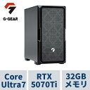 ゲーミングPC G-GEAR GE7J-M253BH/SP1 CoreUltra7 /RTX5070Ti /32GBメモリ /2TB SSD /WiFi+Bluetooth対応