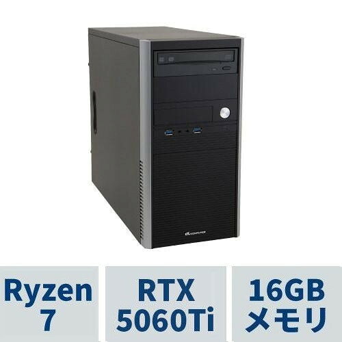 ミニタワーPC AeroStream RM7A-E251B/NT1 Ryzen7 5700X /RTX5060Ti(8GB版) /16GBメモリ /1TB SSD /DVDマルチドライブ