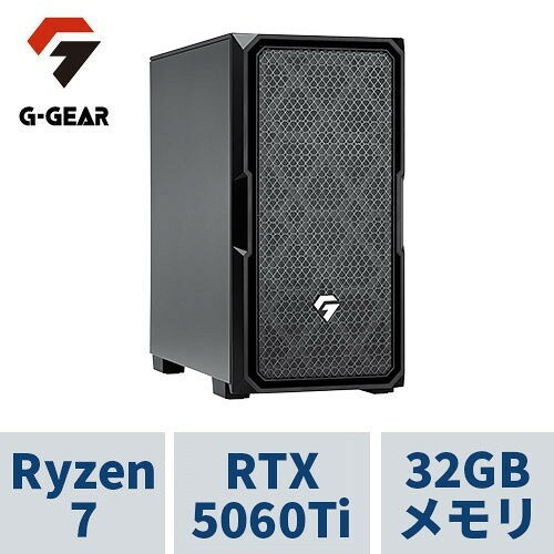 ゲーミングPC G-GEAR GE7A-B262B/CP1 Ryzen7 5700X /RTX5060Ti(8GB版) /32GBメモリ /1TB SSD /WiFi+Bluetooth対応