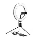 GH-CSL72C-BK リング型LEDライト 卓上三脚/スマホホルダー付き LED数72個 最大1650lm