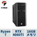 G-GEAR ( Ryzen7 5700X / 16GBメモリ / GeForce RTX4060Ti / 1TB SSD(M.2 NVMe) / Windows11 HOME) GA7A-D230BN/CP1