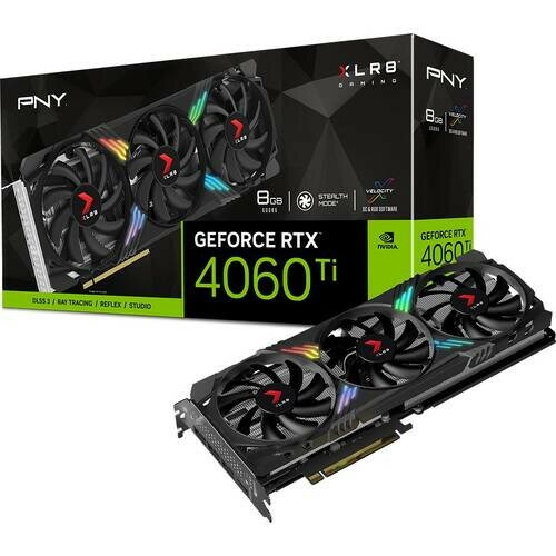 PNY（ピーエヌワイ） PNY GeForce RTX 4060 Ti 8GB XLR8 Gaming VERTO EPIC-X ARGB 3FAN / PCI-Express 4.0 グラフィックスボード VCG4060T8TFXXPB1