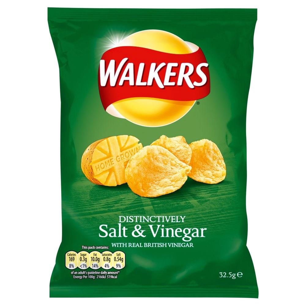 ウォーカーズ ソルト＆ビネガー味 ポテトチップス Walkers Crisps Salt & Vinegar 32.5g スナック菓子 スナック イギリス 人気【英国直..