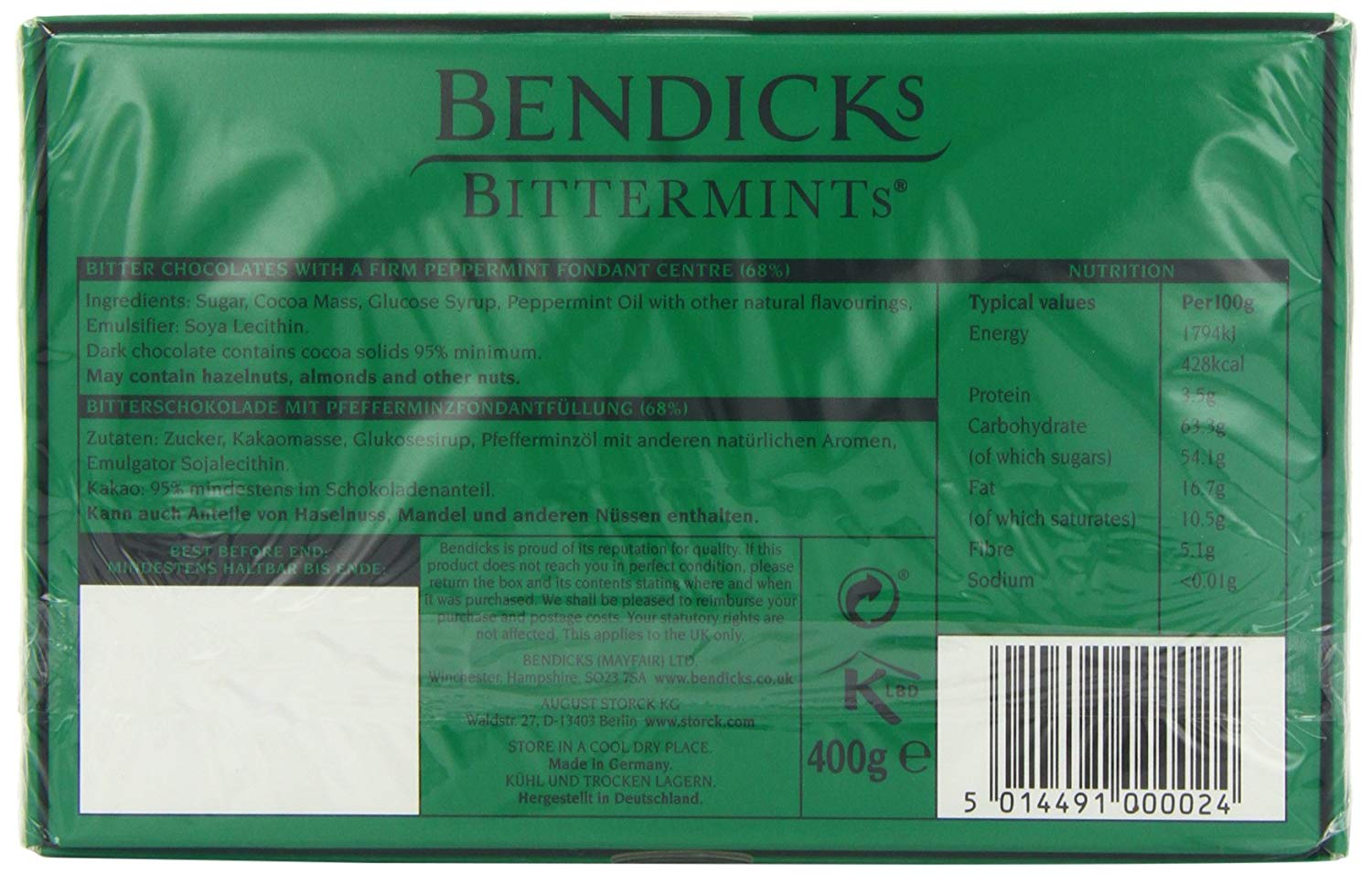 ベンディックス Bendicks Bittermints ミントチョコレート 400g 濃厚ミント ダークチョコレート 英国王室御用達 【英国直送品】 3
