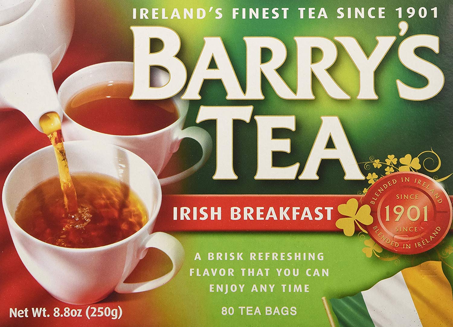 【4箱セット】バリーズ アイリッシュ ブレックファースト 紅茶 80ティーバッグ Barrys Irish Breakfast 80p x 4 アイルランド 無農薬 無添加【英国直送品】