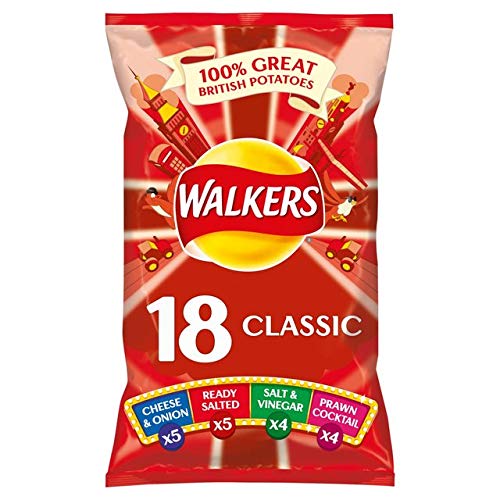 Walkers crisps Variety 18 Pack (Cheese&Onion, Ready Salted, Salt&Vinegar, Shirimp Cocktail) EH[J[Y |eg`bvX oGeBpbN 25g x 18ܓ `[YIjI  \grlK[ VvJNe XibN CMX (ܖ: 12T)