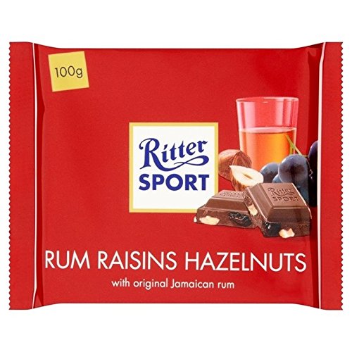 Ritter Sport Rum, Raisin Hazelnuts Milk Chocolate 100g リッター スポーツ ラム酒 レーズン＆ヘーゼルナッツ ミルクチョコレート 100グラム