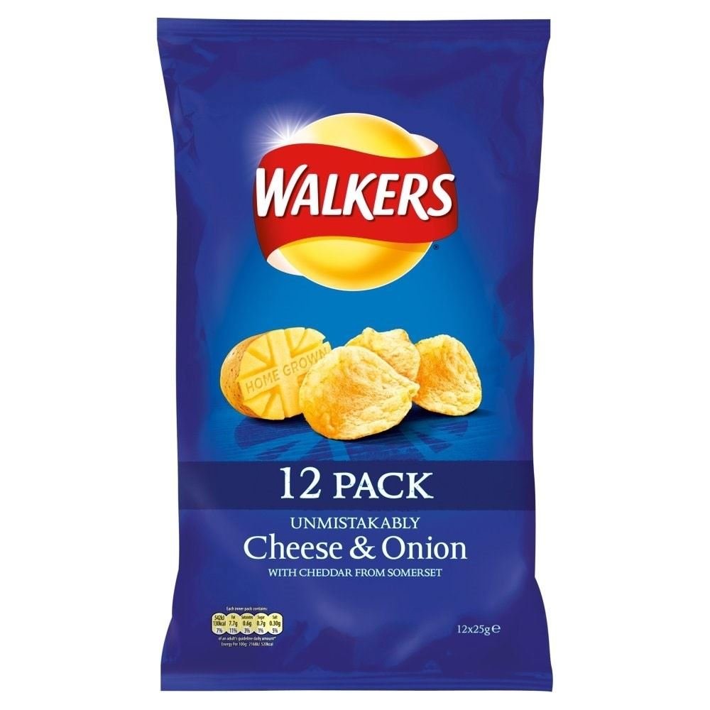 Walkers Crisps - Cheese & Onion (12x25g) ポテトチップス - チーズ＆オニオン（ 12X25G ）(賞味期限: 製造日より12週間)