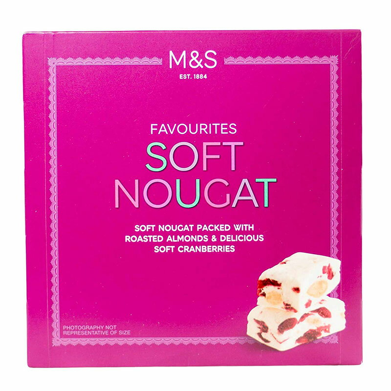 M&S Marks & Spencer Soft Nougat Pieces Packed With Roasted Almonds & Delicious Soft Cranberries 156g 英国マークス＆スペンサー ソフトヌガー ローストアーモンド＆ソフトクランベリー入り 英国より発送