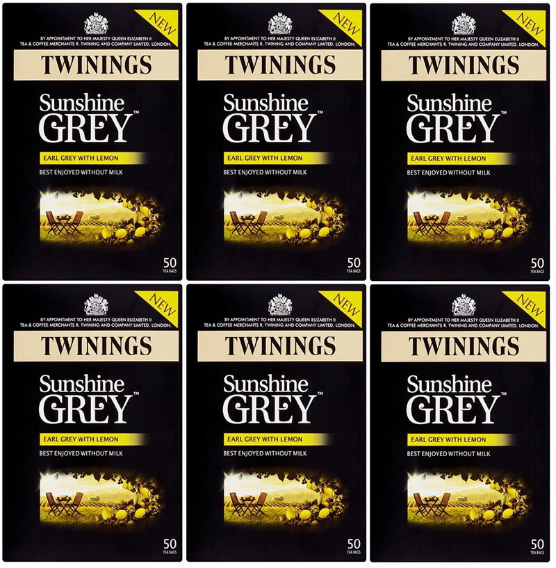 Twinings sunshine grey tea 50bags x 6 トワイニング サンシャイングレイ イギリスブレンド 英国国内専用品 ティーバック 6箱まとめ買い 50p入り（茶葉125g相当） 黒紙箱入