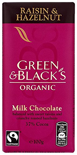 Green and Black's Organic Milk Chocolate Raisin and Hazelnut 100 g (Pack of 5)