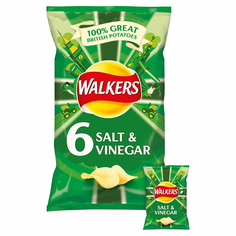 Walker's Salt and Vinegar EH[J[Y NXv |eg`bvX COi/sAi (\grlK[, 6pbN (25g x 6))