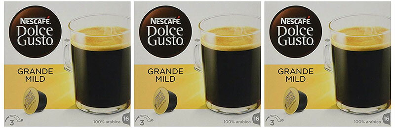 Nescafe Dolce Gusto Grande Mild 16 Capsules (Pack of 3, Total 48 Capsules)