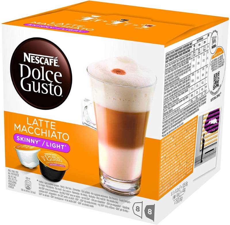 Nescafe - Dolce Gusto - Latte Macchiato Skinny & Light Coffee Pods 8 Drinks - 153.6g