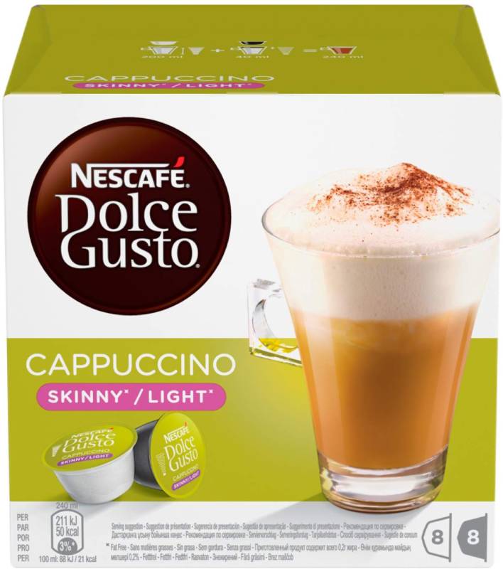 Nescafe Dolce Gusto Skinny Cappuccino 16 Capsules, 8 servings (Pack of 3, Total 48 Capsules, 24 Servings)