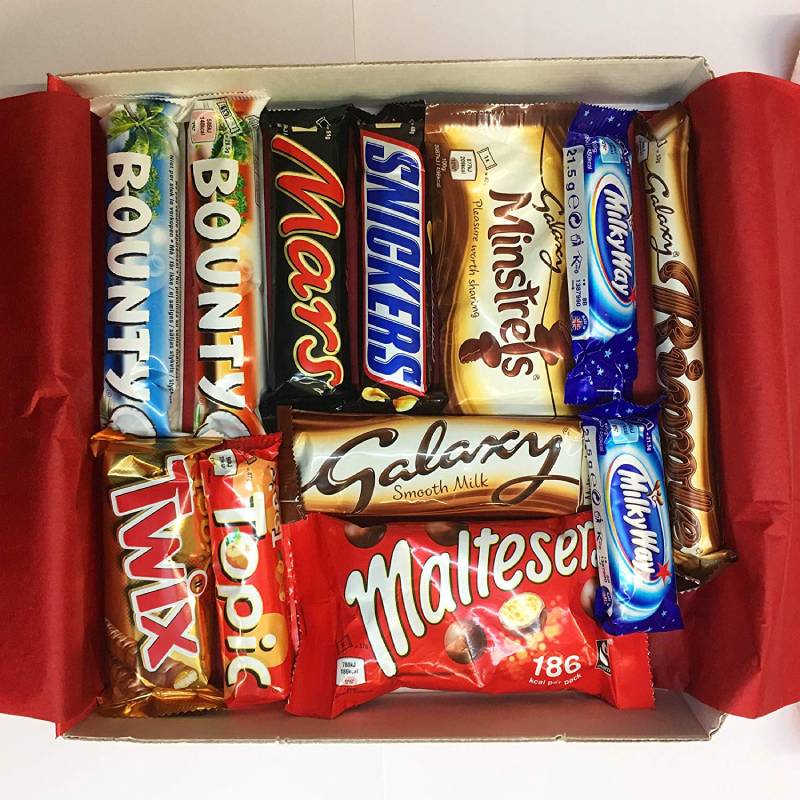 英国 マースチョコレート 12種 ギフトボックス Mars Gift Box | 12 British Chocolate Bars (Mars Bounty Maltesers Galaxy Minstrels Topic Snickers Milky Way Ripple)