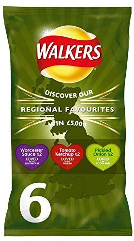 Walkers Regional Favourites Tangy Variety Crisps, 6 x 25 g