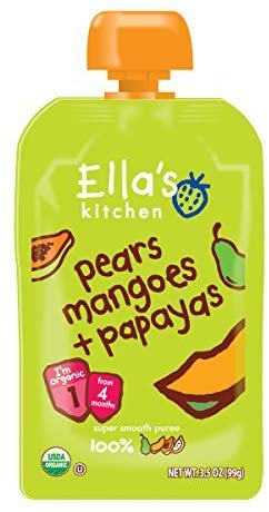Ella's Kitchen Organic, Pears Mangoes + Papayas, 3.5 oz. (Pack of 12)(sAi)