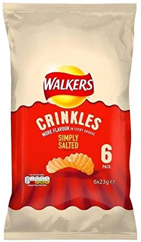 ウォーカー クリンクルズ ポテトチップス Walkers Crinkles Sea Salted Crisps 23g x 6 per pack [並行輸入品]