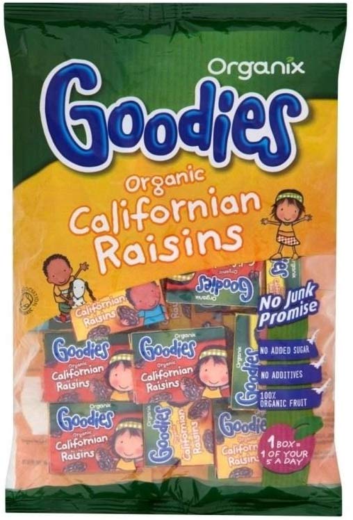 Organix Goodies Organic Raisins Mini Boxes 12mth+ (18x14g) 有機レーズン ミニボックス 12Mth+ （ 18X14G ）グッディーズ
