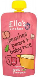 Ella's Kitchen Organic Peaches Pears & Baby Rice 4mth+ (120g) エラズキッチン 有機桃梨 ベビー米 4Mth + （ 120グラム）