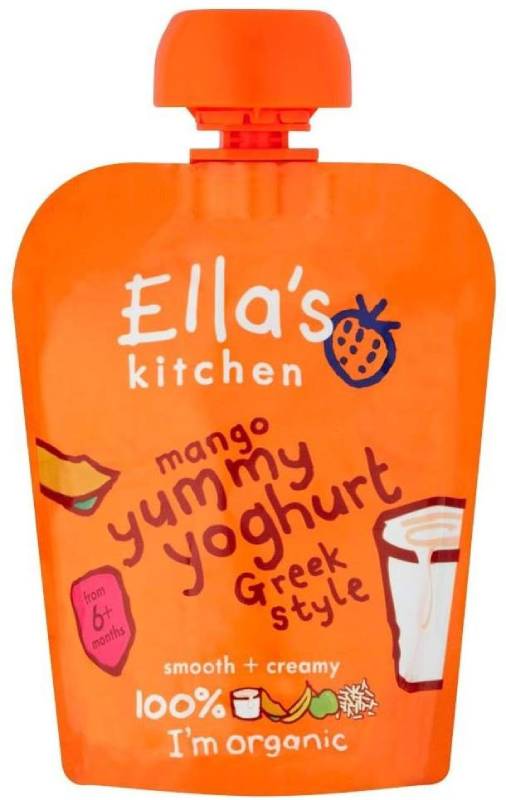 Ella's Kitchen Organic Mango Yummy Yoghurt Greek Style 6mth+ (90g) GYLb` L@}S[ [Og MVX^C 6Mth + i 90Oj