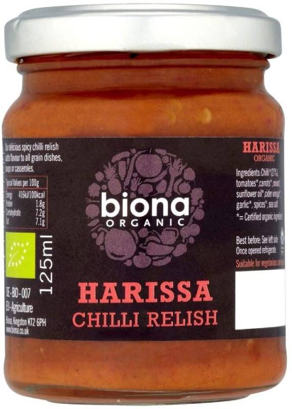 Biona Organic Harissa Chilli Relish (125g) Biona有機ハリッサの唐辛子レリッシュ（ 125グラム）