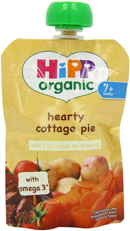 Hipp Organic Hearty Cottage Pie Pouch Stage 2 from 7 Months 130 g (Pack of 2, Total 10 Pouches)