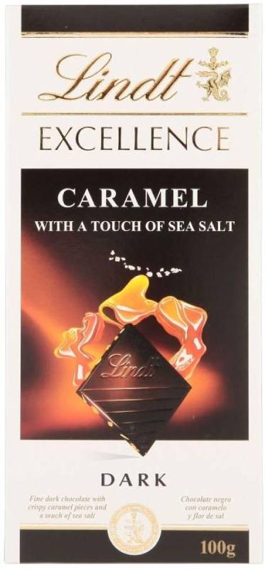 Lindt Excellence Dark Chocolate - Caramel & Sea Salt (100g) リンツの優秀ダークチョコレート - キャラメルと海塩（ 100グラム）