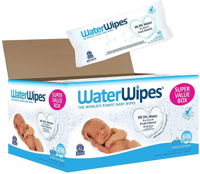 WaterWipes Super Value Box Baby Wipes, 9 packs of 60 Count