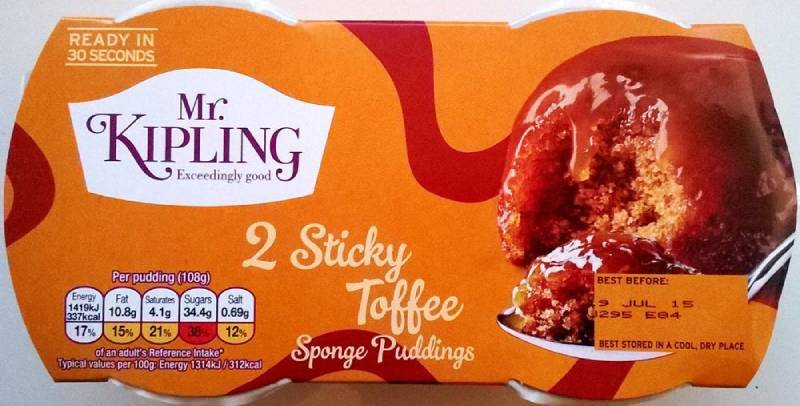 Mr Kipling Sticky Toffee Sponge Puddings 4 x 2 puddings