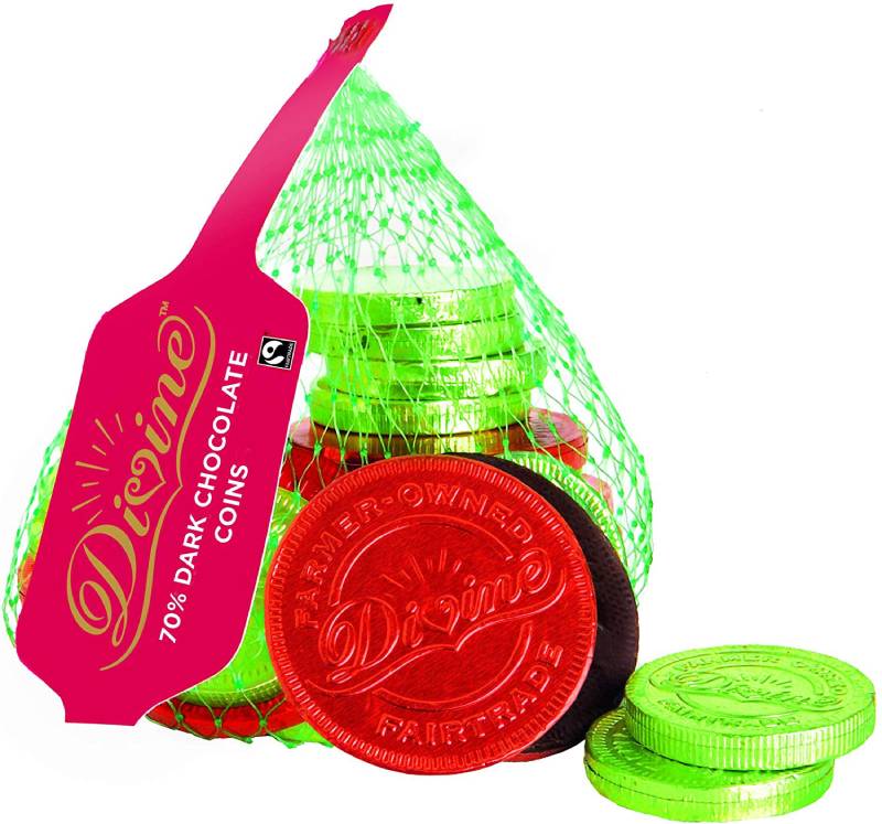 Divine 70 Percent Dark Chocolate Coins, 65 g