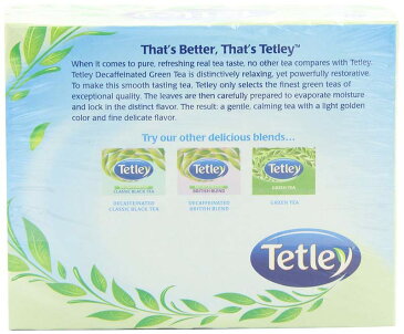 テトリー グリーンティー ノンカフェイン 緑茶 40ティーバッグ x 6箱まとめ買い Tetley Naturally Decaffeinated Green Tea, 40-Count Tea Bags (Pack of 6)