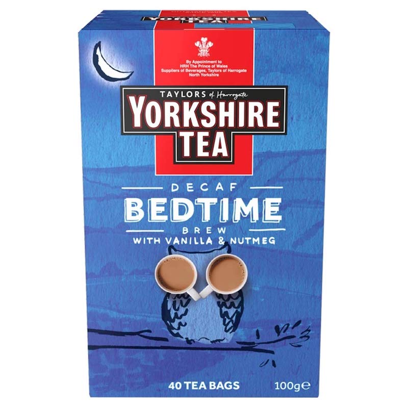 Taylors of Harrogate Yorkshire Tea Bedtime Brew 40 tea bags, 100g ヨークシャーティー 紅茶 デカフェ ベッド タイムティー 40ティーバッグ バニラとナツメグ入り リラックスティー