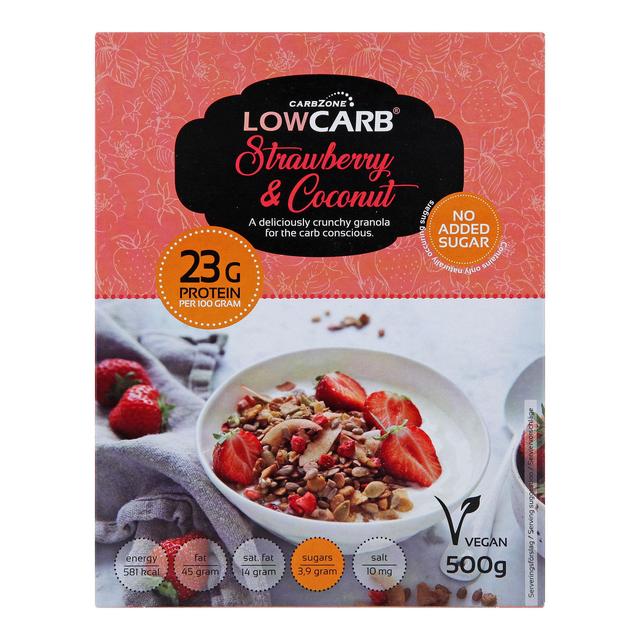 Carbzone LowCarb Strawberry & Coconut Granola 500g Carbzone (J[{][) ᓜ Xgx[ & RRibc Om[ 500g