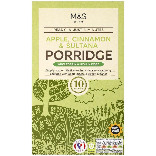 M&S Apple, Cinnamon & Sultana Porridge 10 x 36g M&S Abv Vi T^i |bW 10 x 36g