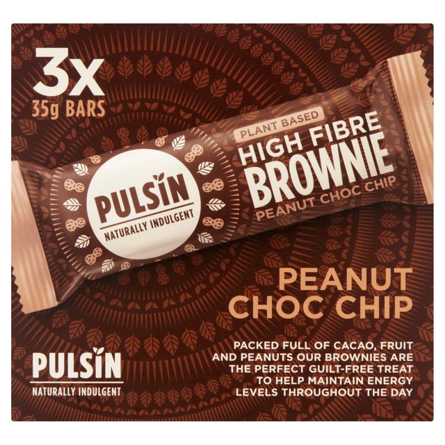 Pulsin Peanut Choc Chip Raw Choc Brownie Bars Mulitpack 3 x 35g Pulsin...