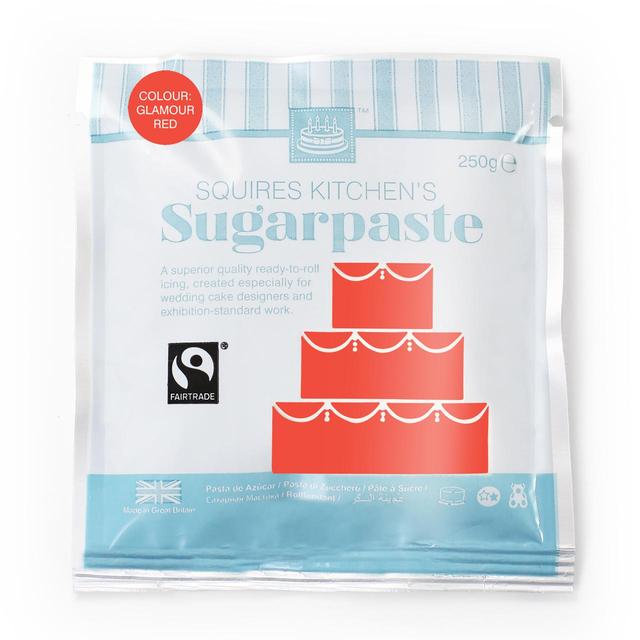 Squires Kitchen Red Fairtrade Sugarpaste Ready to Roll 250g スクワイヤーズ キッチン レッド フェアトレード シュガーペースト 250g