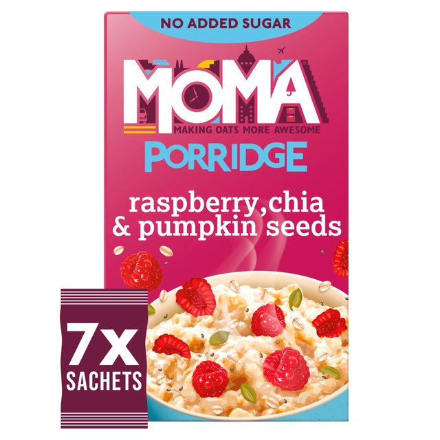 MOMA Raspberry, Pumpkin & Chia Seed Porridge Sachets 7 x 35g MOMA ラズベリー、パンプキン、チアシード入りポリッジ 35g×7個セット