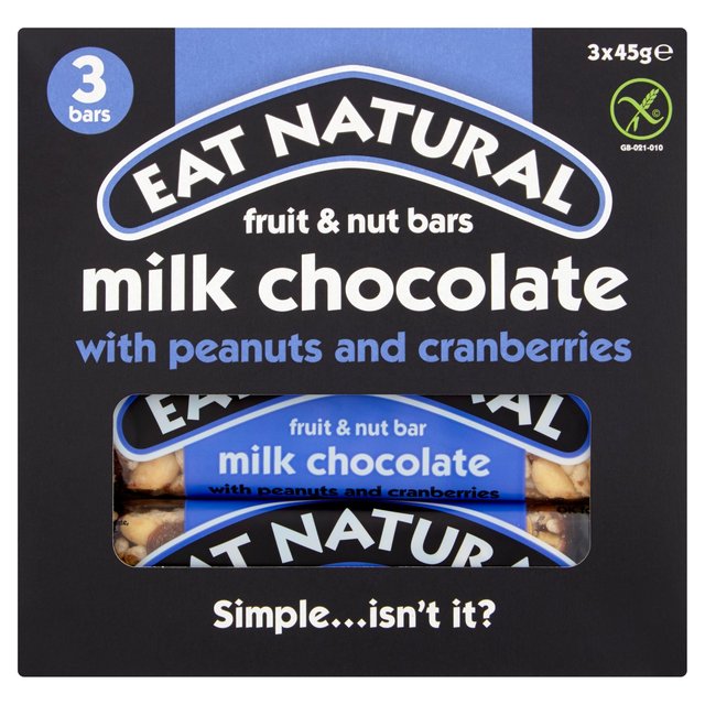 Eat Natural Milk Chocolate Peanuts & Cranberries Bars 3 x 45g イートナチュラル ミルクチョコレートピーナッツ＆クランベリーバー 45g×3本