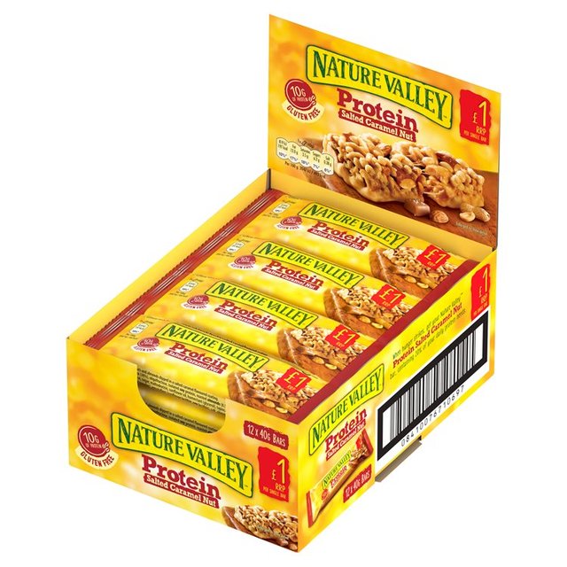 Nature Valley Protein Salted Caramel Nut Cereal Bars 12 x 40g ネイチャーバレー プロテイン 塩キャラメルナッツシリアルバー 12本入り 40g