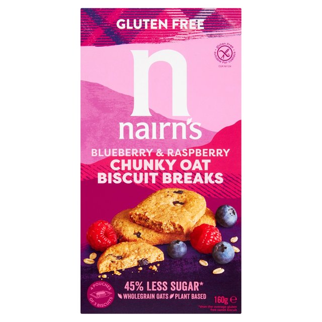 Nairn's Gluten Free Oats, Blueberry & Raspberry Chunky Biscuit Breaks 160g Nairn's Oet[I[cAu[x[AYx[ rXPbgu[N