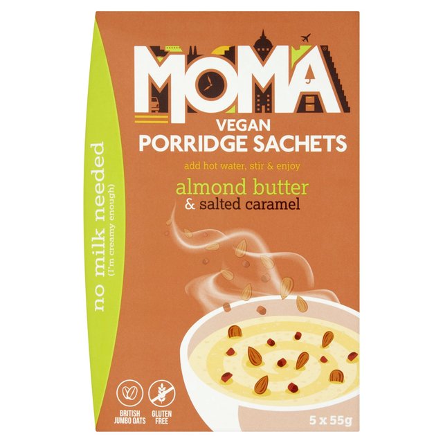 Moma Gluten Free Vegan Almond Butter & Salted Caramel Porridge Sachets 5 x 55g Moma Oet[r[KA[ho^[L|bWTVF 55g x 5