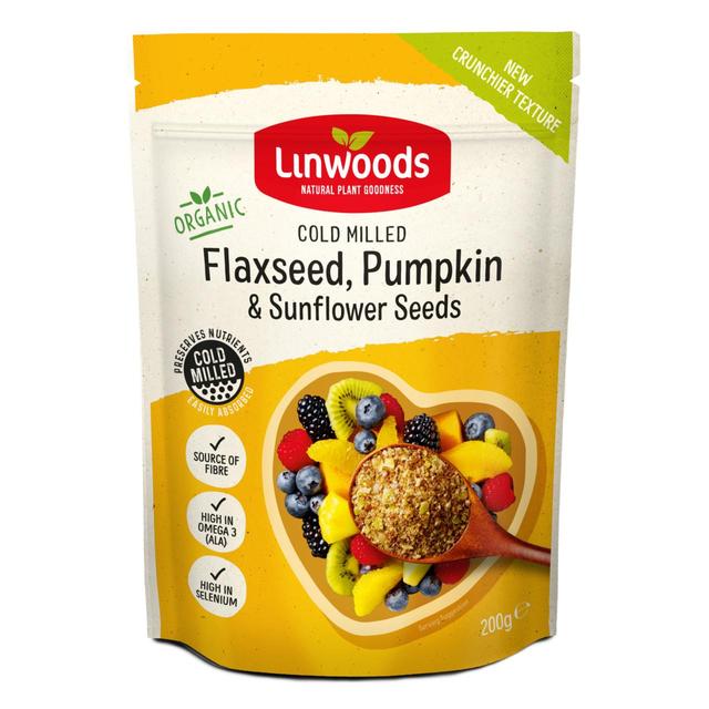 楽天shop ukLinwoods Milled Organic Flaxseed, Sunflower & Pumpkin Seeds 200gリンウッズ ミルドオーガニック フラックスシード、サンフラワー、パンプキンシード 200g