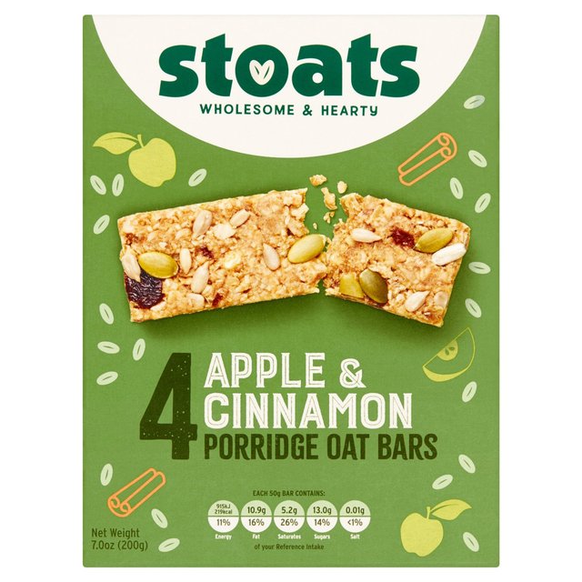 Stoats Apple & Cinnamon Porridge Bars 4 x 50g Xg[c AbvVi |bWo[ 50g~4{