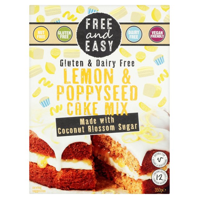 Free & Easy Gluten & Dairy Free Lemon & Poppyseed Cake Mix 350g t[C[W[ OefC[t[|s[V[hP[L~bNX 350g