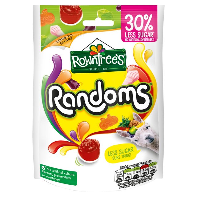 Rowntree's Randoms 30% Reduced Sugar Sweets Sharing Bag 110g [c[̃hX30XC[cVFAobO110g