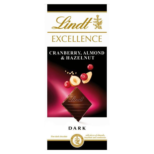 Lindt Excellence Cranberry, Almond & Hazelnut Dark Chocolate Bar 100g c GNZX Nx[AA[hAw[[ibc _[N`R[go[ 100g