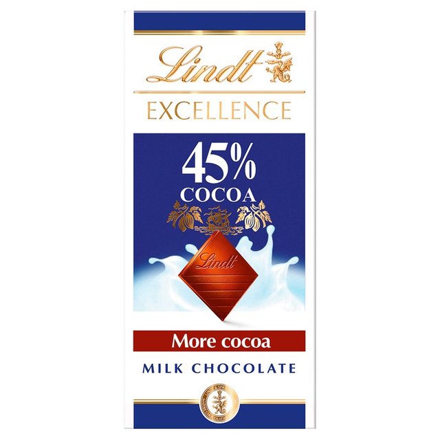 Lindt Excellence Milk 45% Chocolate Bar 80g   ߥ륯45% 祳졼ȥС...